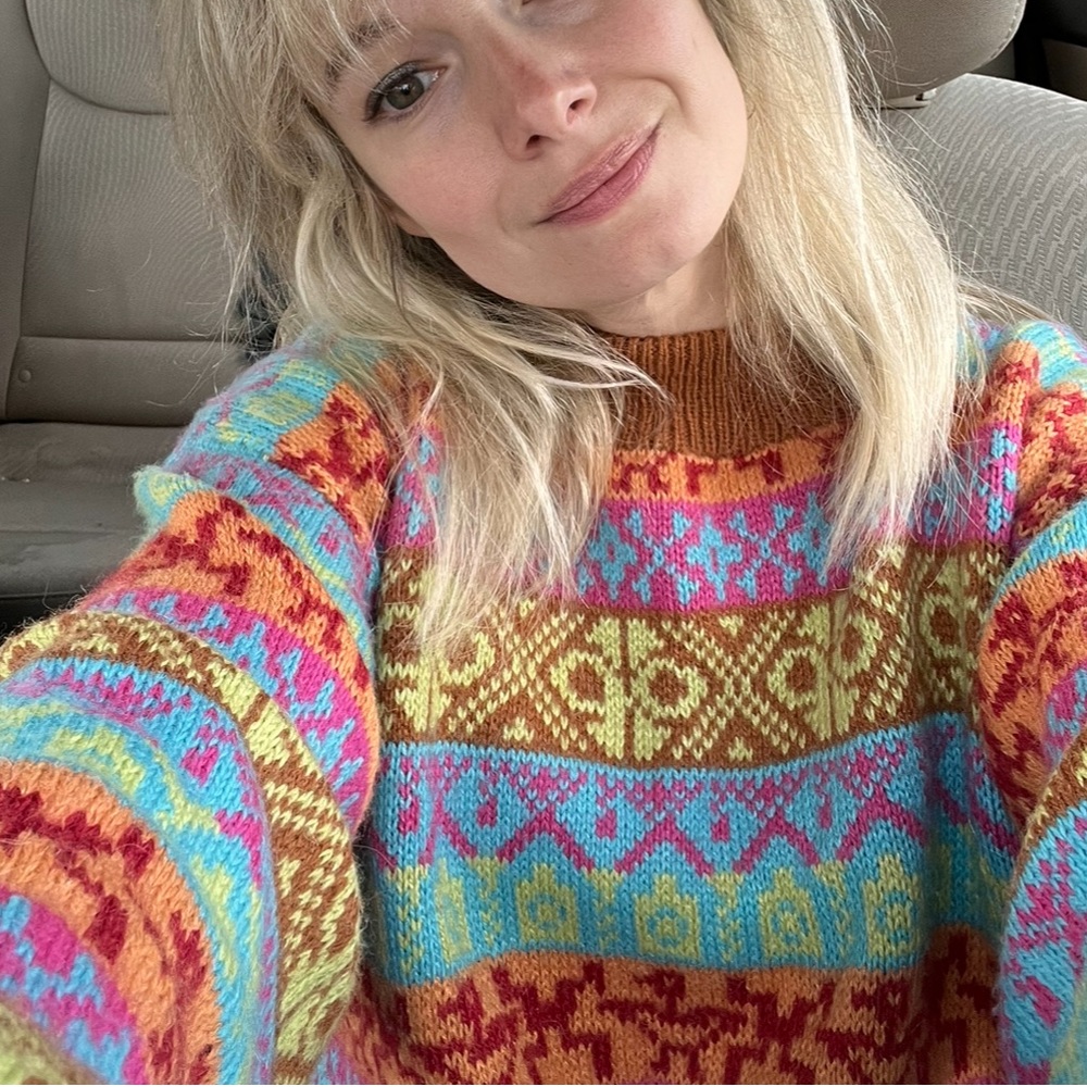 Multicolore Knit Sweater Vintage Sz M 🧡